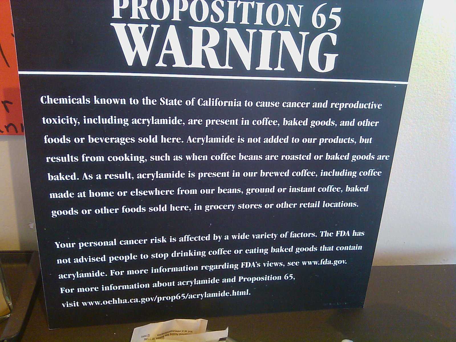 Proposition 65 warning