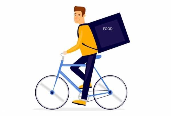 I rider consegnano alimenti cotti in bicicletta nelle grandi città