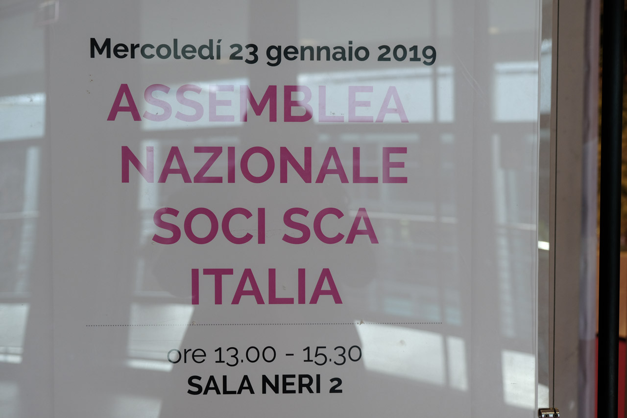 Il manifesto della convocazione dell'assemnblea dei soci Sca Italy tenutasi a Rimini nell'ultima giornata del Sigep