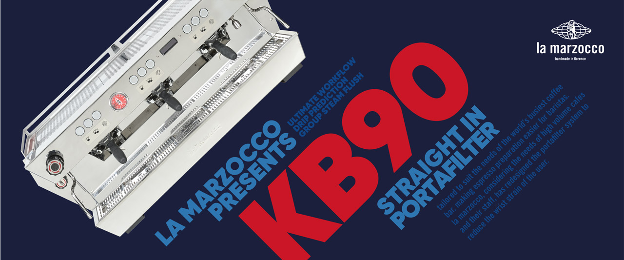 La Marzocco KB 90: uno dei banner preparati per il lancio mondiale