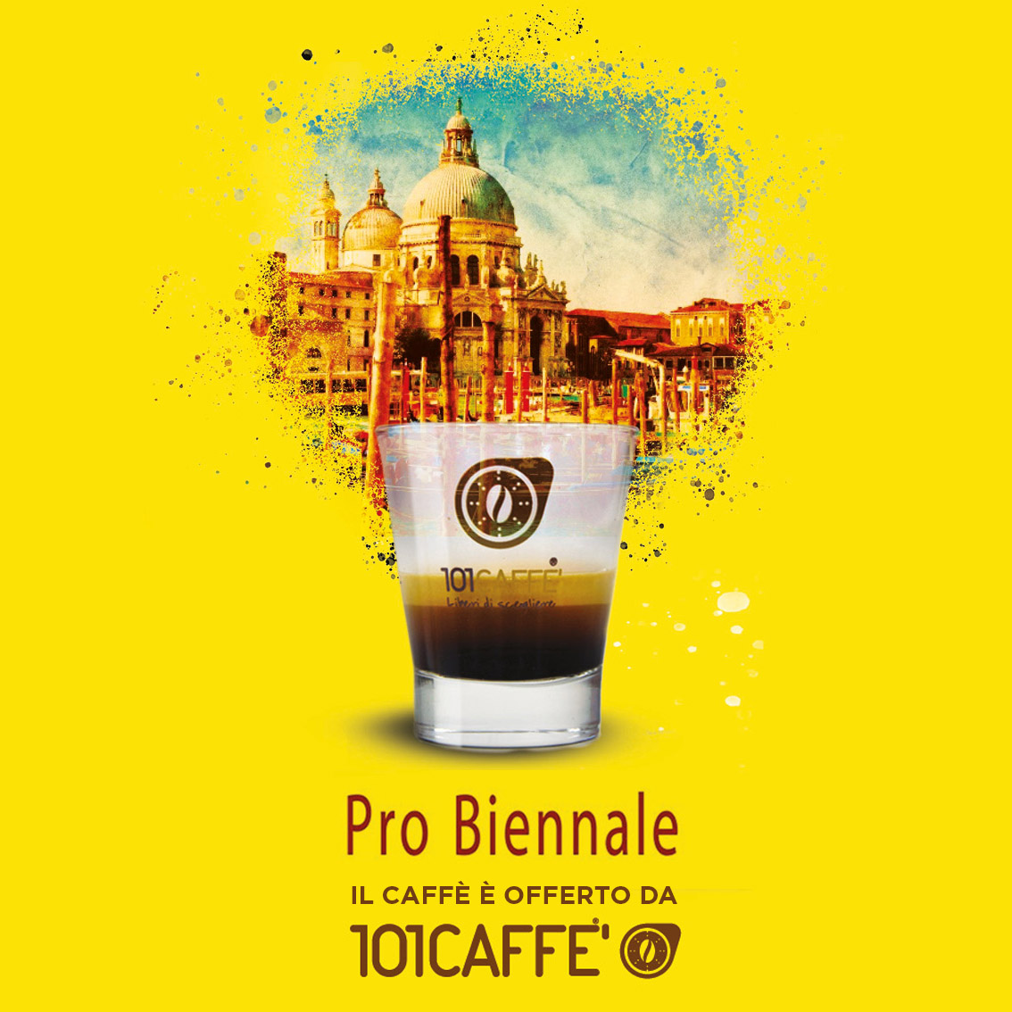 La locandina della partecipazione di 101 Caffè a Pro Biennale