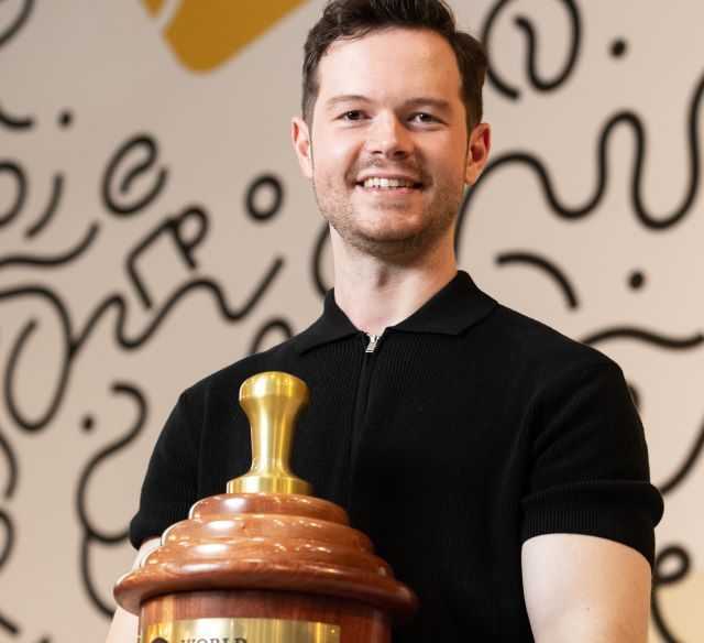 Douglas with his world barista cup @Melbourne International Coffee Expo