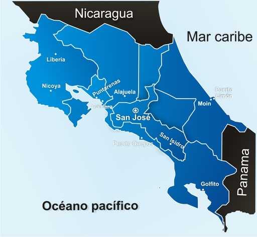 La mappa del Costarica da Wikimedia Commons turin