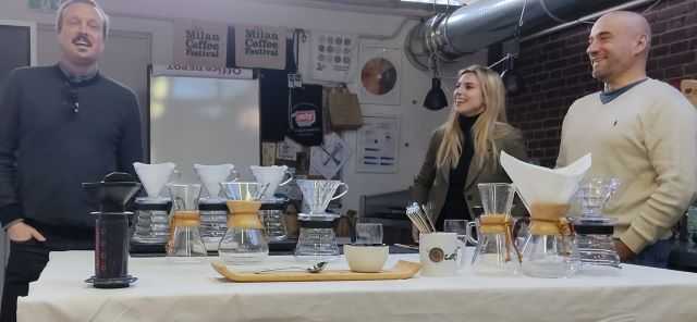 Alberto Polojac, Chiara Bergonzi e Davide Spinelli al lancio di COFFEE EXPERT PRO
