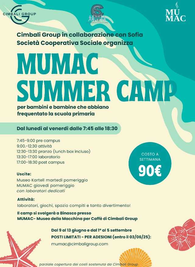 Cimbali Group lancia MUMAC Summer Camp: creatività, cultura e attenzione al territorio a misura di bambino