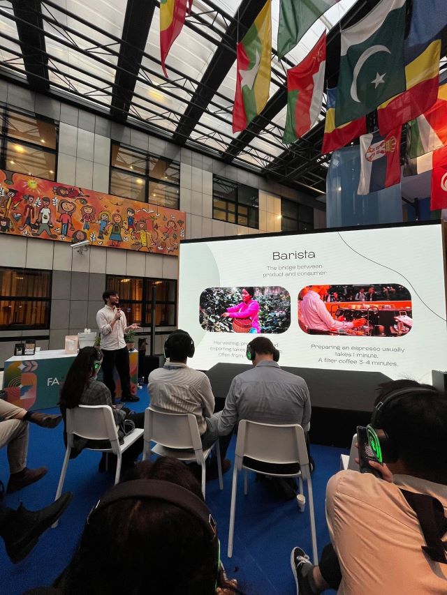L'intervento sul caffè al World Food Forum (foto concessa)